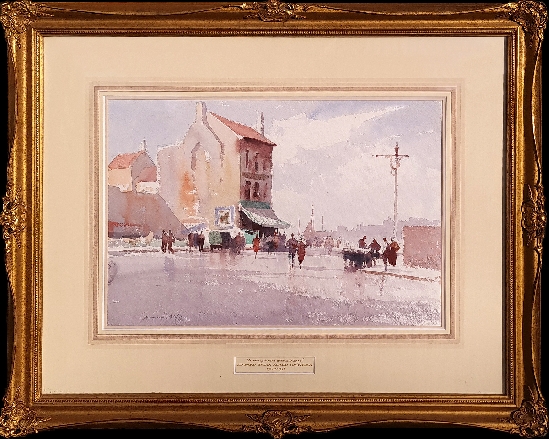 Edward Brian Seago RBA, RWS - A Rainy Street scene in Dieppe