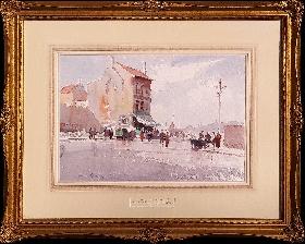 A Rainy Street scene in Dieppe