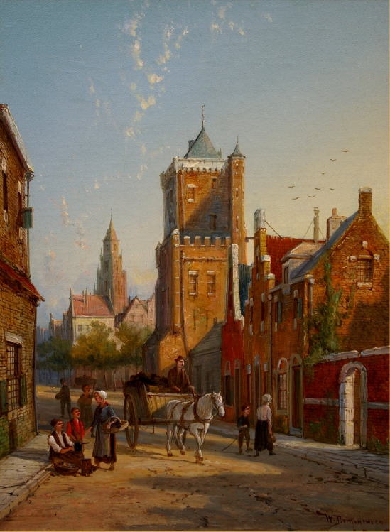 William Raymond Dommersen - Dutch Canal Scene