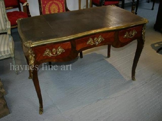 Fine Antique Furniture - A 19th Century Louis XV Style Kingwood Bureau Plat. Circa 1875