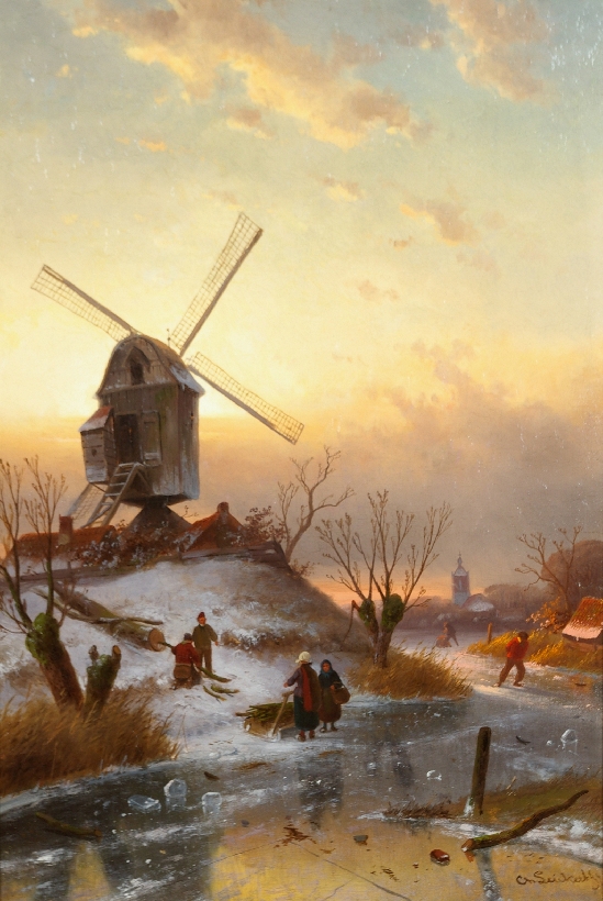 Charles Henri Joseph Leickert - Figures in a Winter Landscape