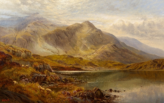 Mountainous Lakeland Scene with Sheep and Cattle