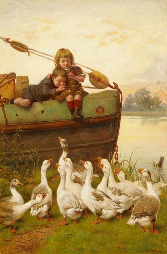 Herbert William Weekes - Taunting the Geese