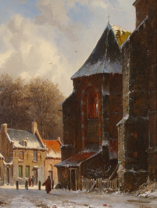 Adrianus Eversen - A Winter Street Scene
