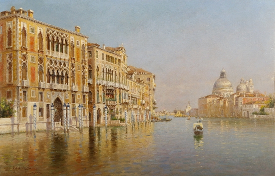 Rafael Senet Y Perez - Venise, On the Grand Canal, Looking towards the Santa Maria Della Salute