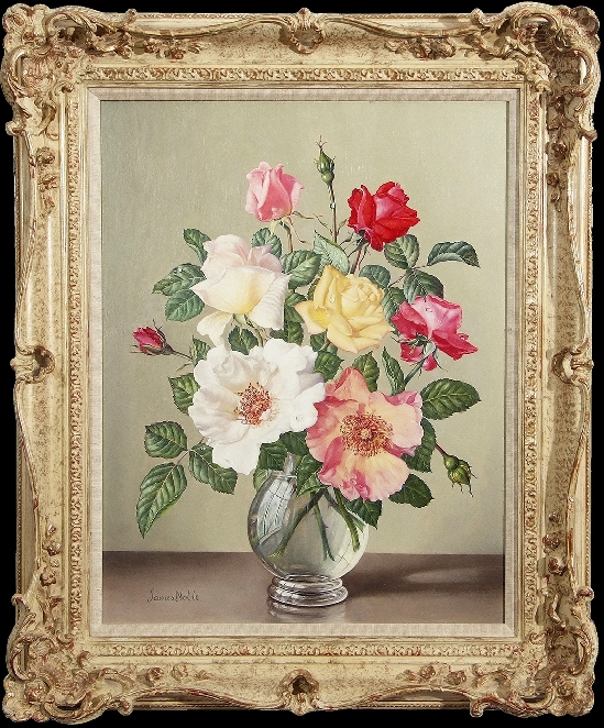James Noble - Roses in a Glass Bowl