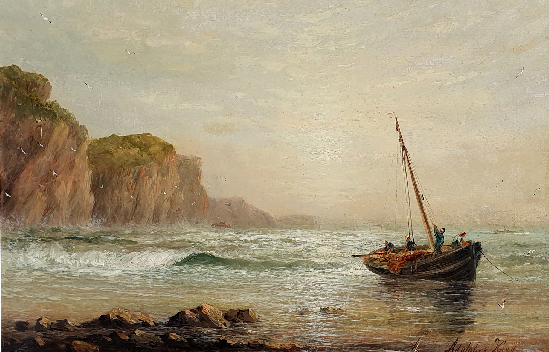 Adolphus Knell - Fishing Boats on the Shore (A pair)