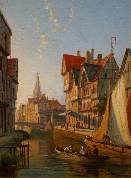 William Raymond Dommersen - Dutch Street Scene