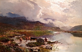 Cattle Watering at the Edge of the Loch