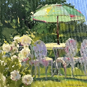 Iceberg Roses and Parasol