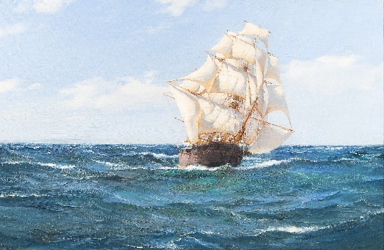 Montague Dawson - Out East, The Flying Fish Under Full Sail