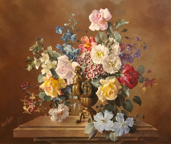 Flowers in a Bronze Vase