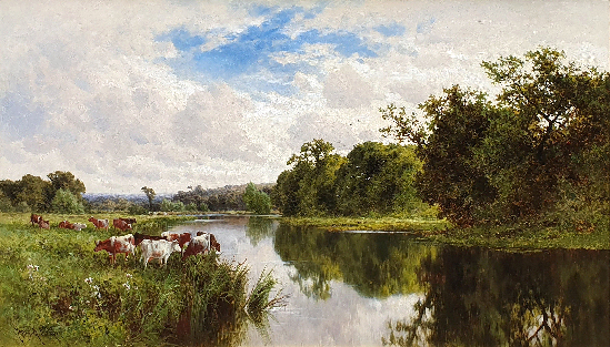 Henry Hillingford Parker - Cattle Watering