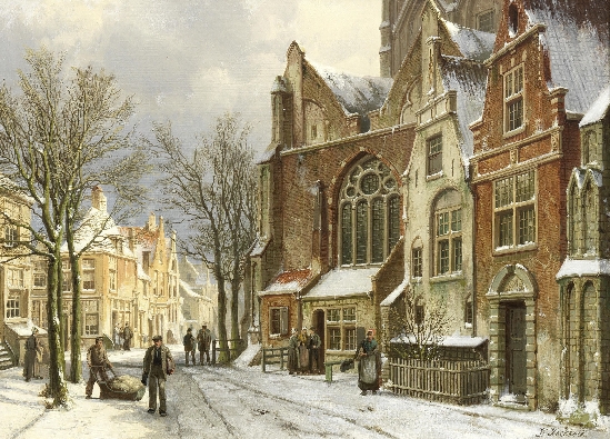 Willem Koekkoek - Dutch Town in Winter