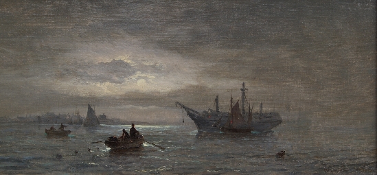 William Callcott Knell - Shipping by Moonlight