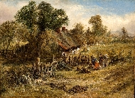 Rustics before a Thatched Farm