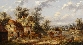 Cart Horse and Figures Outside Country Cottages
