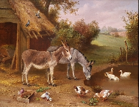 Two Donkeys and Ducks