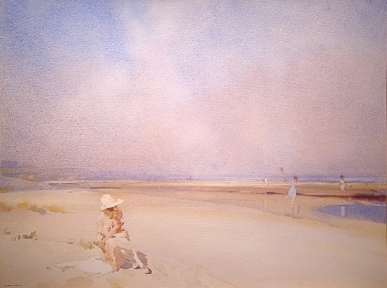 Sir. William Russell Flint, RA, PRWS - Playing on the Beach