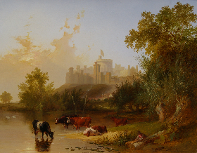 Cattle Watering in the Shadows of Windsor