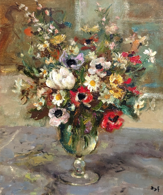 Marcel Dyf - Un Bouqet D'Ete Dans Un Vase En Verre