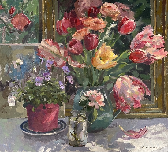 Parrot Tulips and Paintings