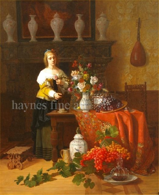 David Emile Joseph de Noter - Interior with Flowers and Fruit